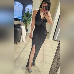 Elegant Black Sequin Evening Dress